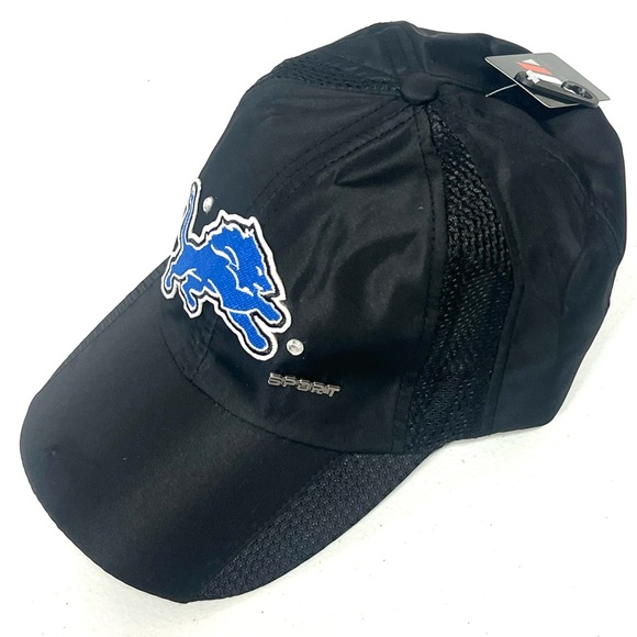 Detroit Lions Black Cap with Blue Lion Logo rhinestone - Picture 1 of 6